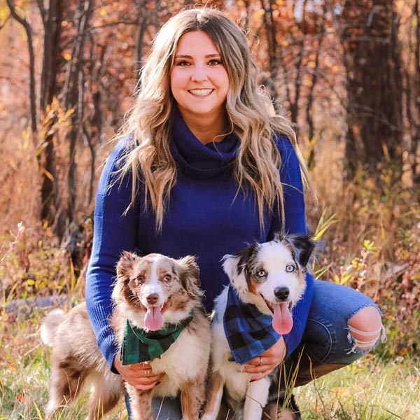 MaCall, with her two dogs